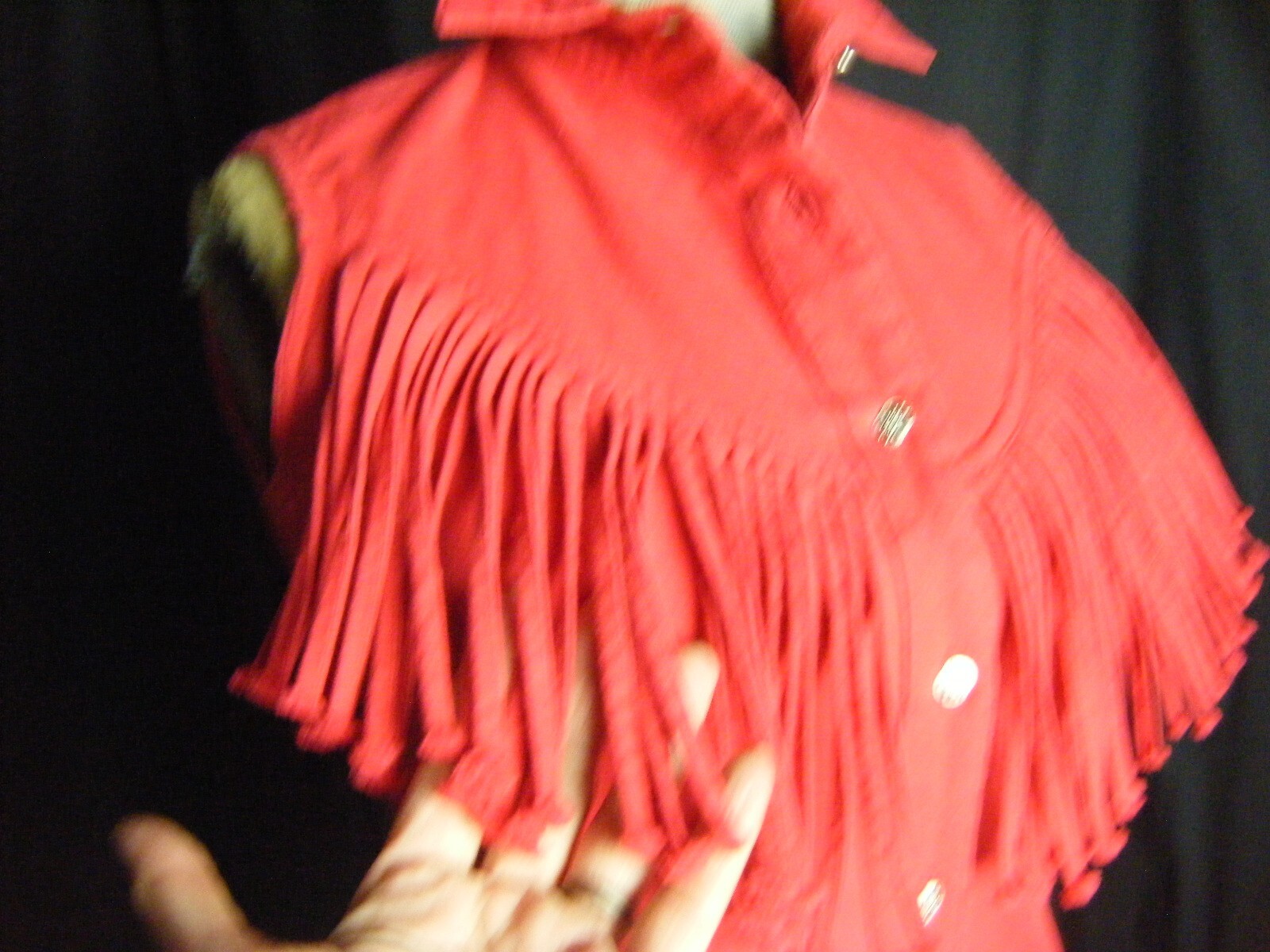 CIIRCLE T Vtg 70-80s Red Fringes Western Shirt-Bust 33/3XS-2XS