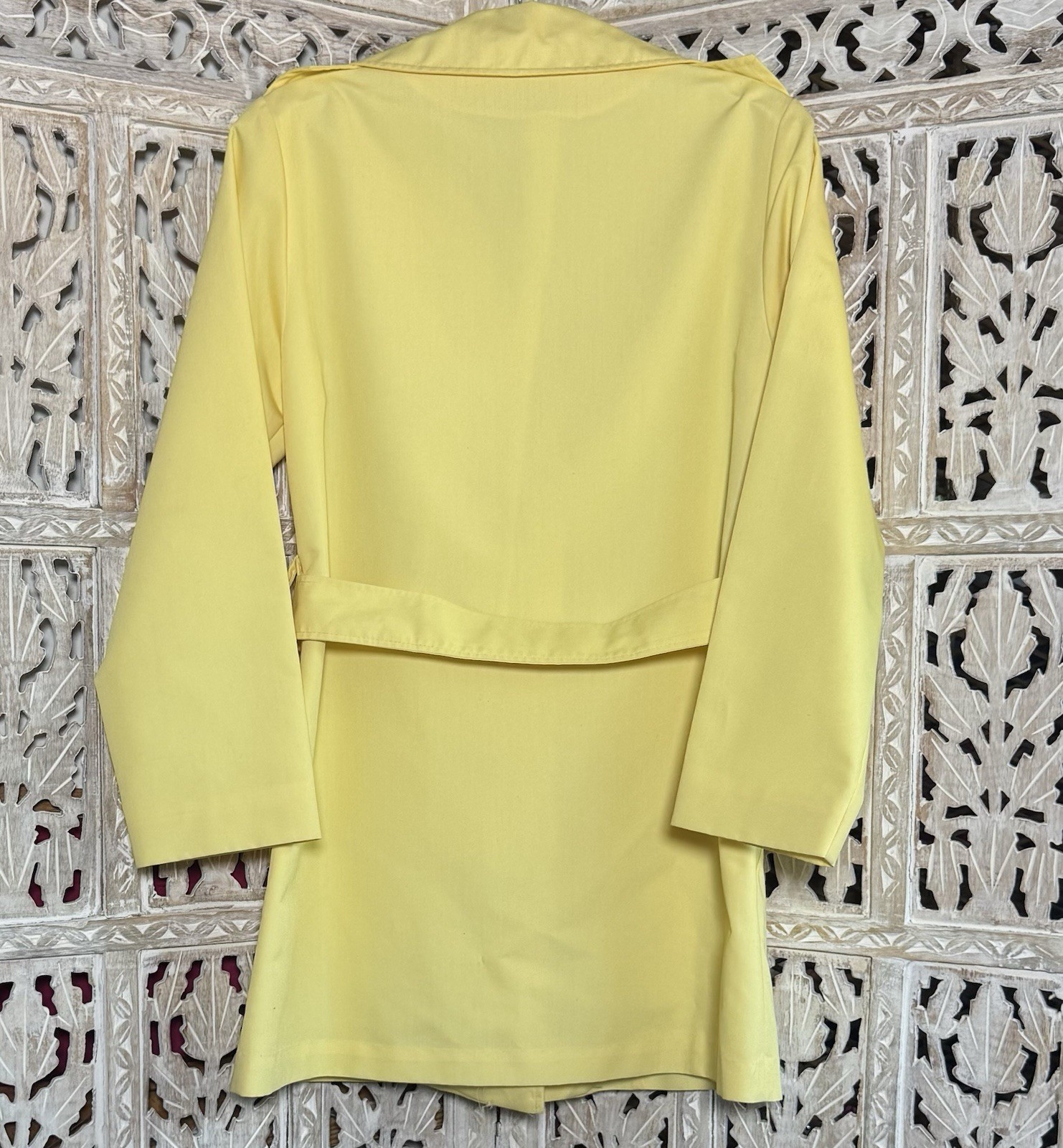 Vintage 70’s Women’s Sears Yellow Short Trench Rain Coat Jacket Mod GoGo