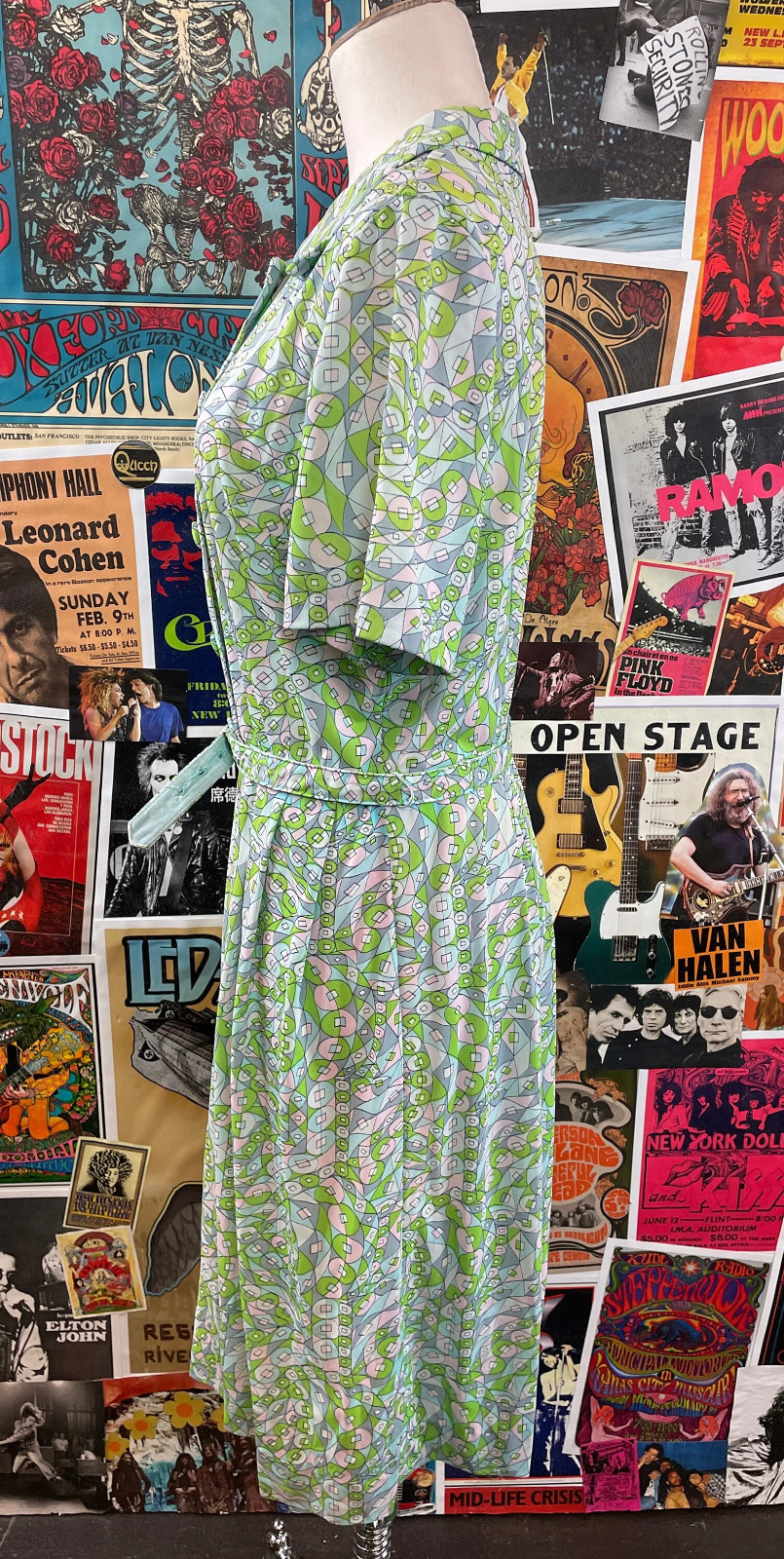 Vtg 50s-60s Pastel Mod Print Belted Sy Frankl Shirtwaist Day Dress Retro Medium