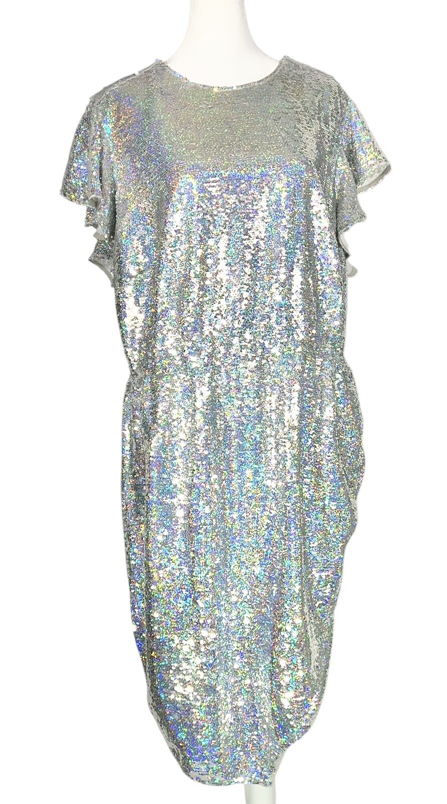ASOS SIZE 16 SEQUIN Embellished PARTY DRESS DISCO COCKTAIL RAVE CLUB DIVA DANCER