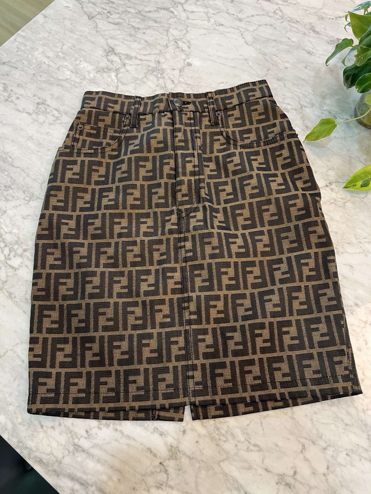Authentic Vintage Fendi Zucca FF Logo Jacquard Skirt – IT 42 | Made in Italy