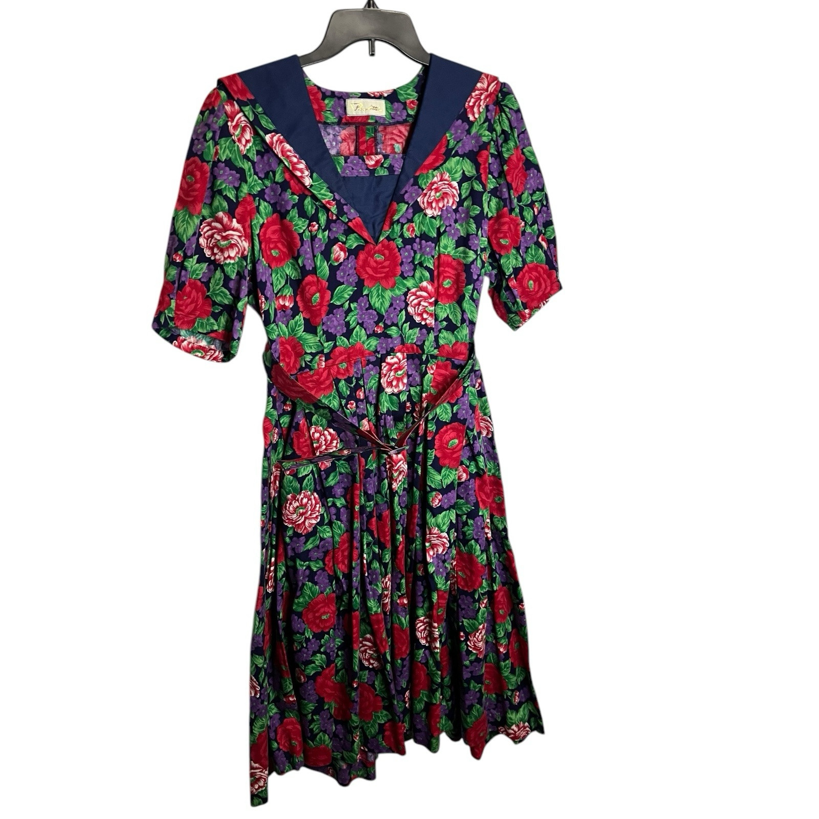 Vintage Paulette’s Floral Belted Sailor Style Dress