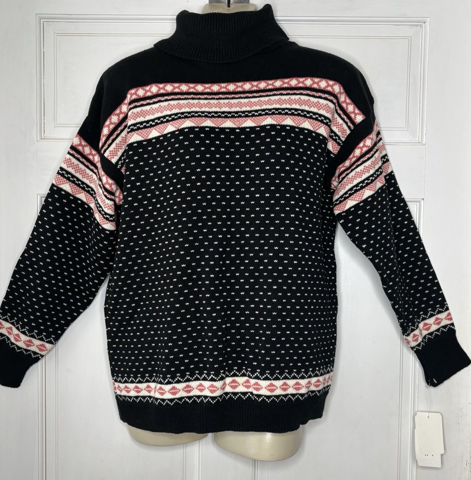 Vintage Sweetree Women’s Fair Isle Black Sweater New With Tags Size Medium