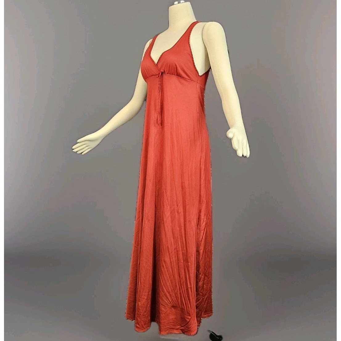 Vintage 1970’s Nightgown Dress Slip Lingerie Burgundy Maxi Length Sleeveless 70s