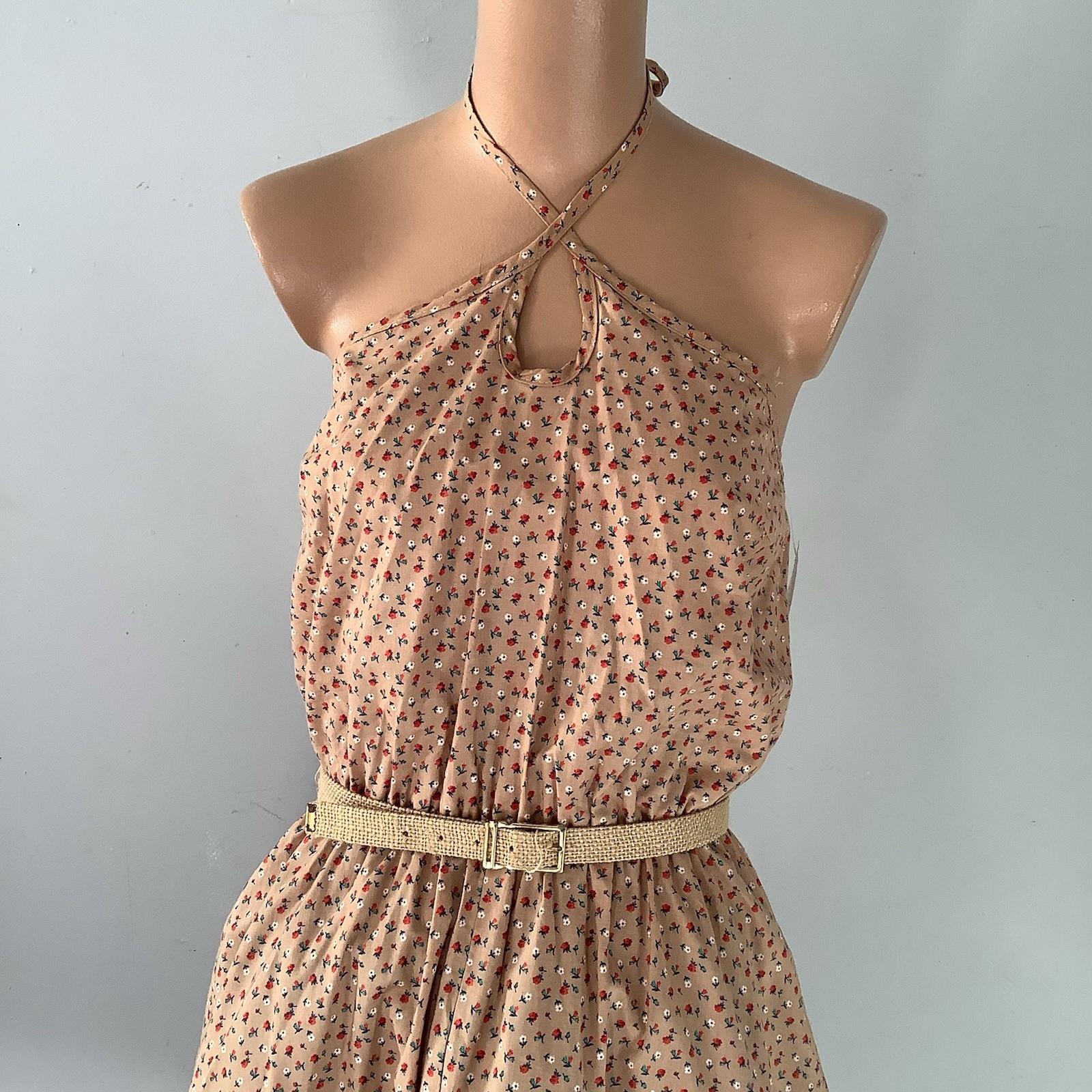 VTG 1970’s PBJ By Jerell Of Dallas Deadstock Ditsy Floral Print Halter Dress