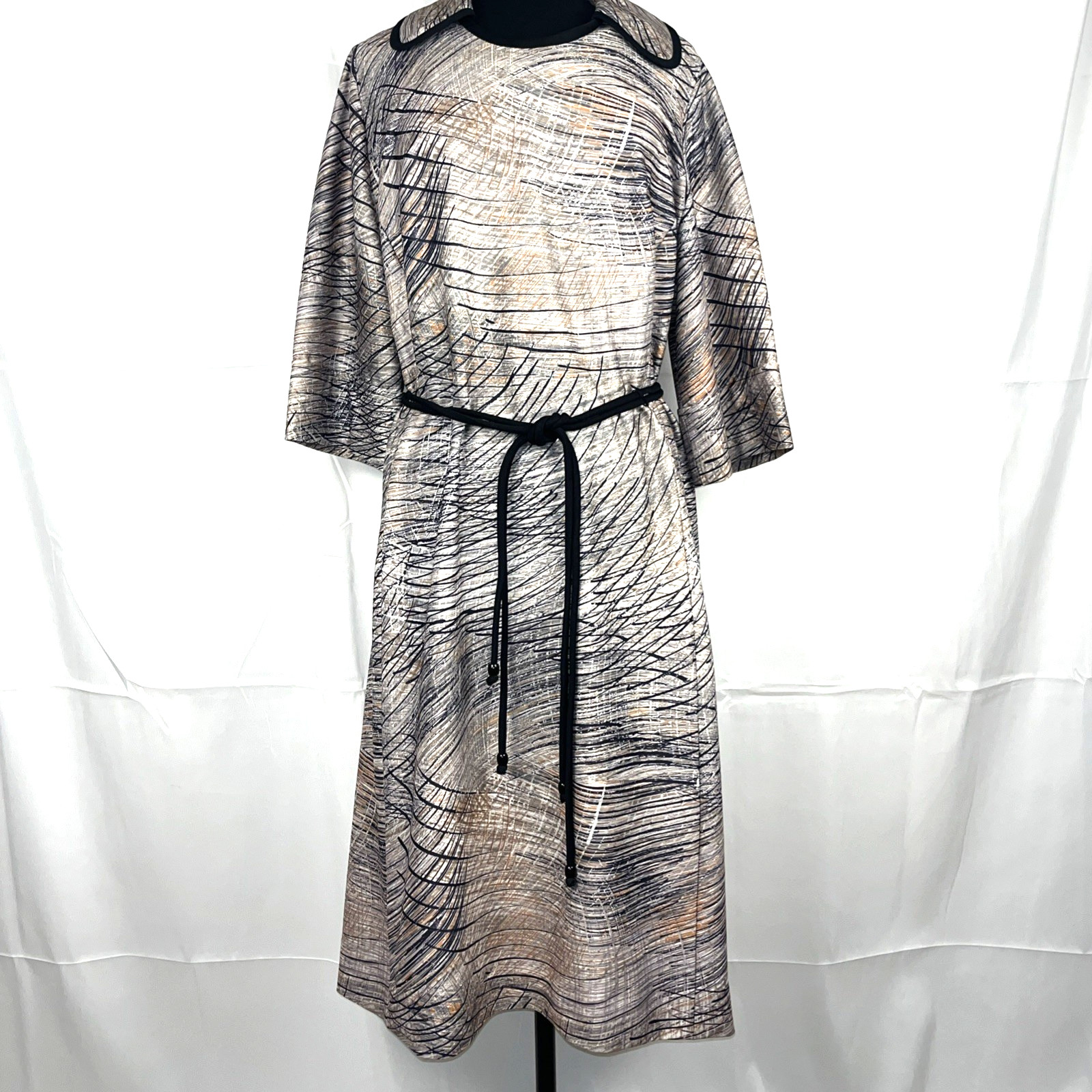 VTG late 50s Leslie Pomer by Leslie Fay Abstract Dress Metal Zipper Union USA