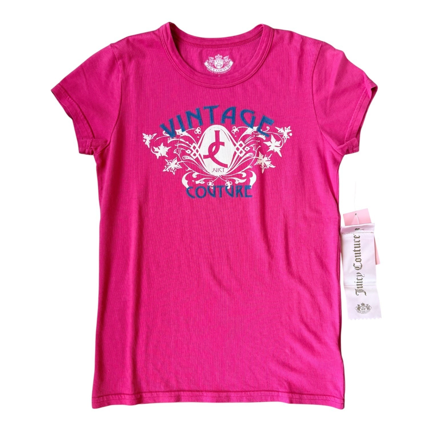 Juicy Couture RARE Women’s Y2K Vintage Couture Pink Graphic Baby Tee NWT Small