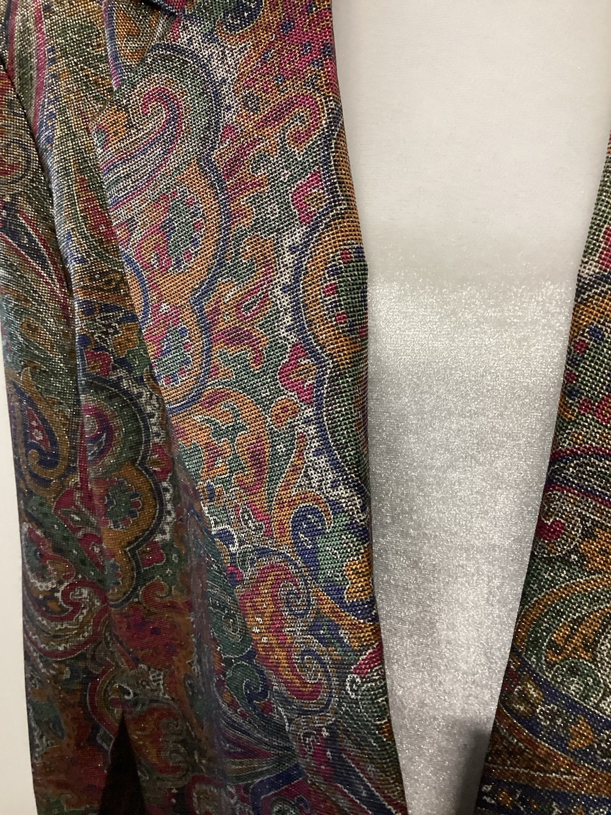 VTG Claude 80’s Print Blazer/Pocket Sz W 10 Funky Paisley Boho Y2K Metalic Rock