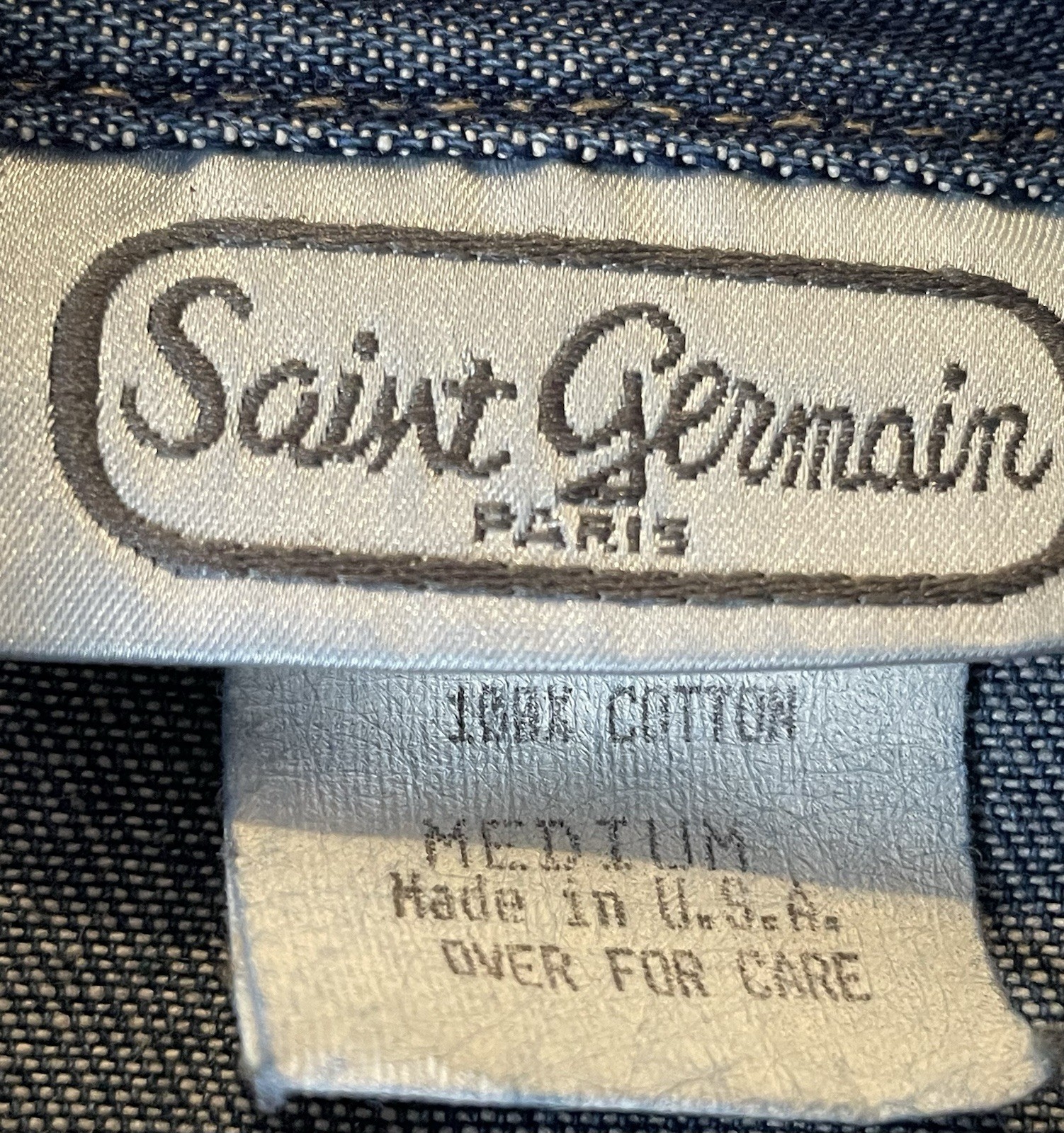 70s Saint Germain Chore Jacket Womens Sz M Blue Wearable Art Floral Country USA