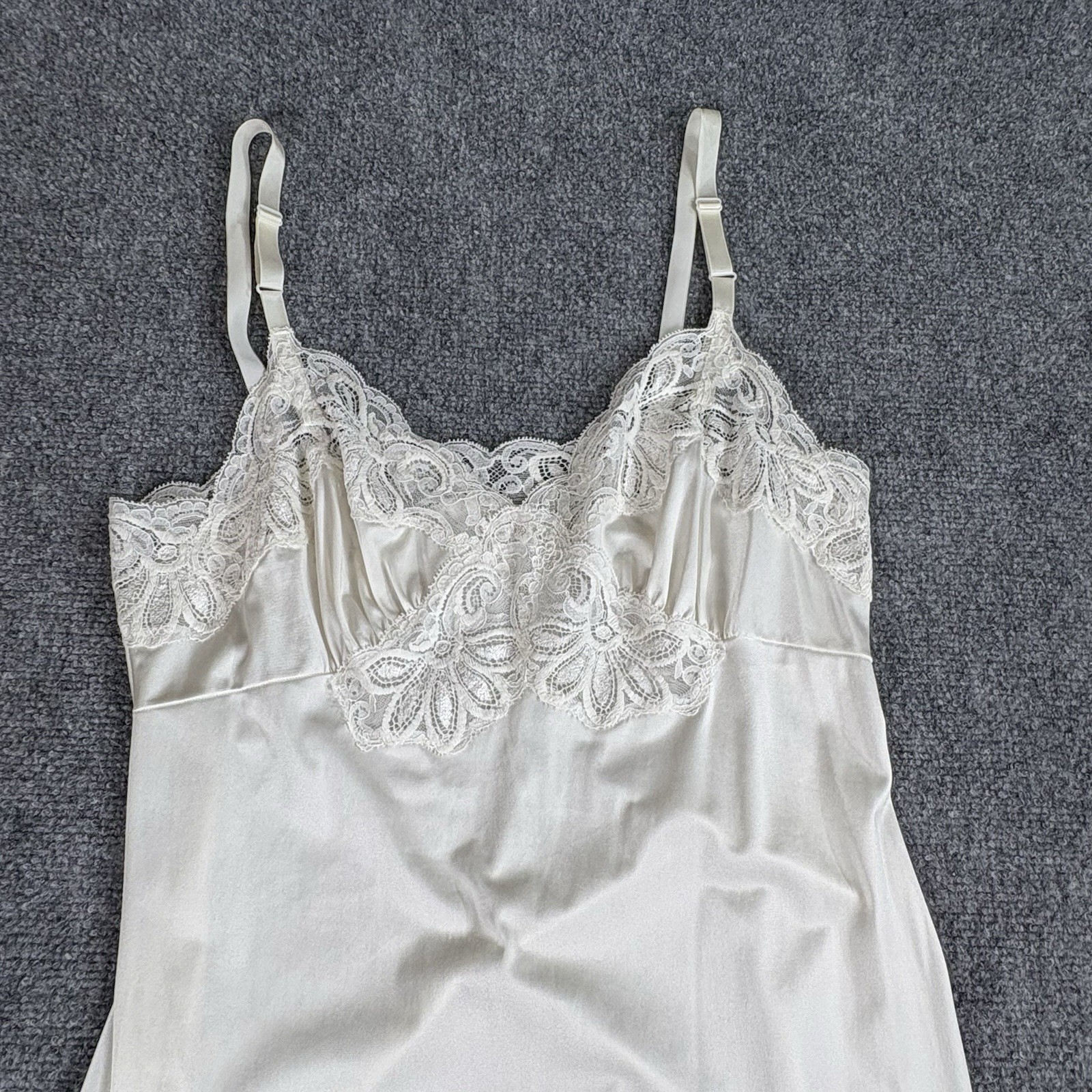 VTG 90s Shadowline Slip Dress Women 34 MS White Coquette Romantic Regency Y2K