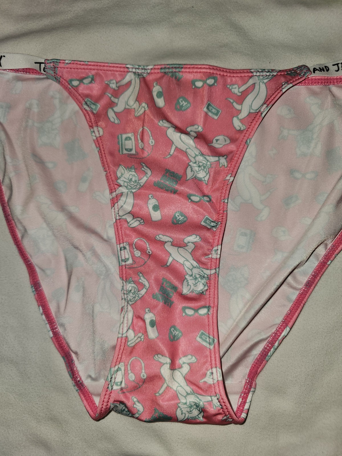 Vintage Cartoon Super Soft String Bikini Panties. Size Large
