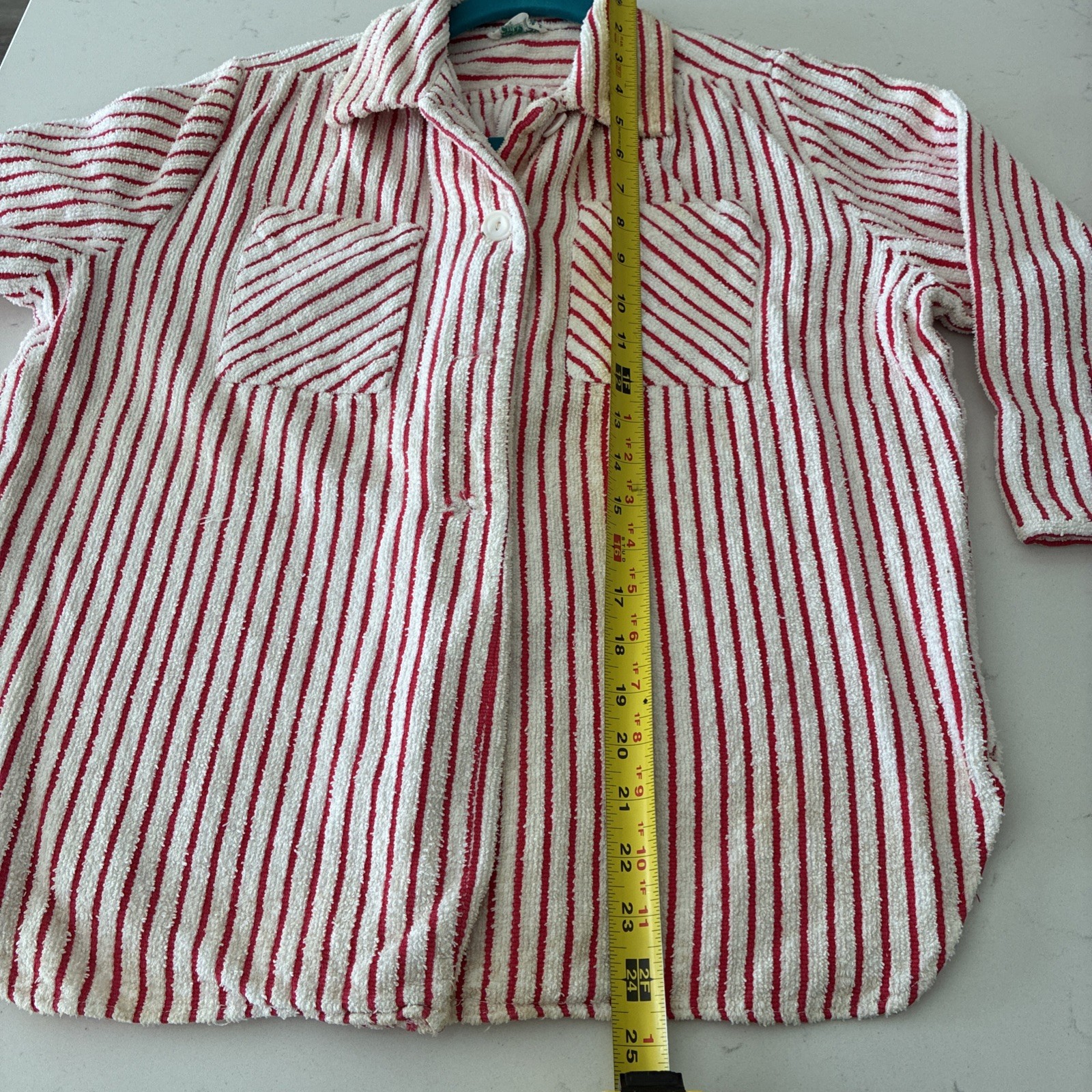 Vintage 70s Terry Cloth Women Top M Retro Beach Pool Coverup California USA