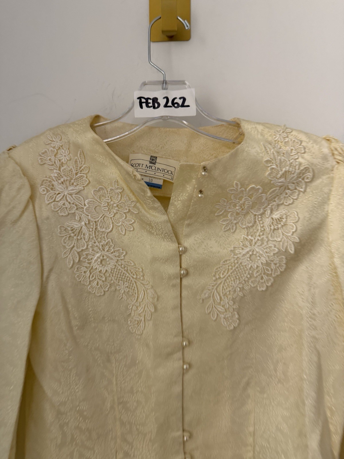 Dead Stock 80s Scott McClintock Ivory Embroidery Blouse Cottage Sz 10