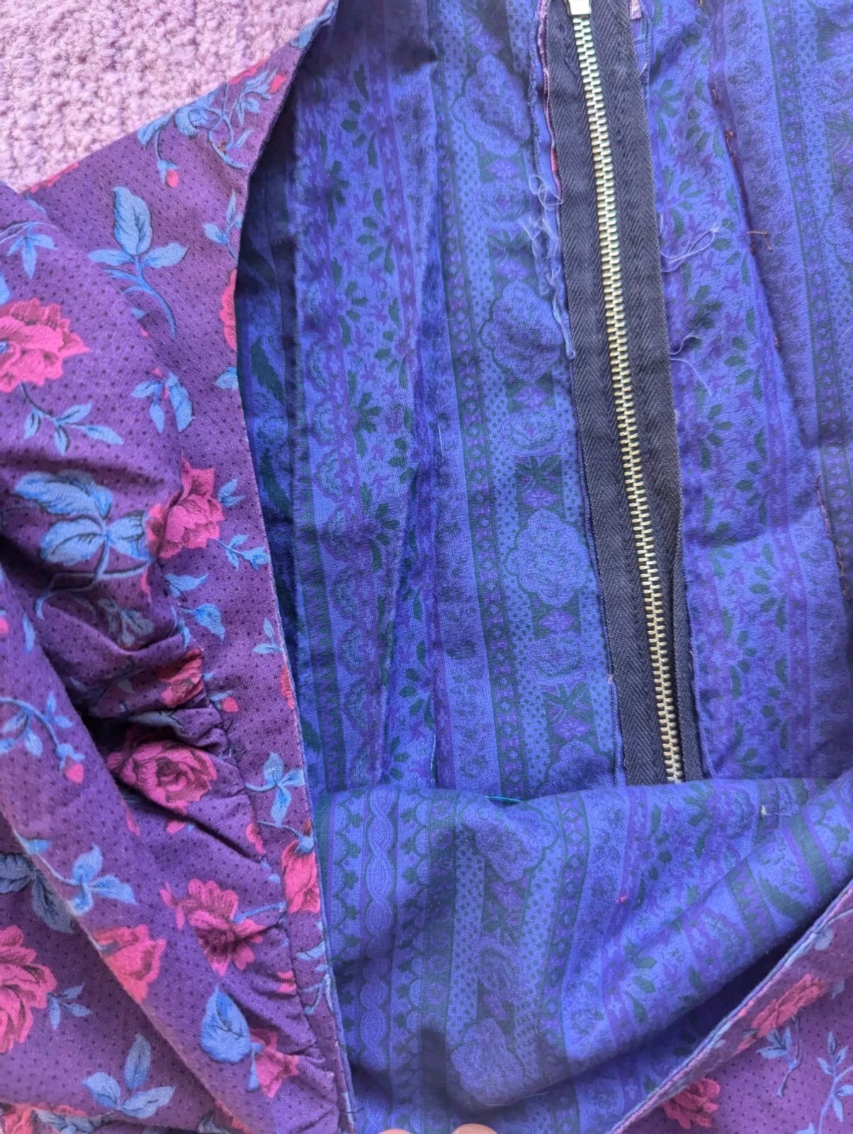 Vintage 70’s 80’s Purple Pink Puff Juliet Sleeves Floral Mini Dress Size Small