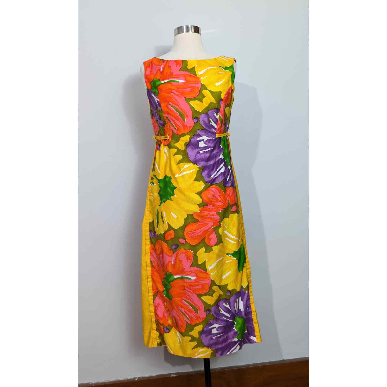 Kalama Fashions Honolulu Yellow Floral Maxi Dress