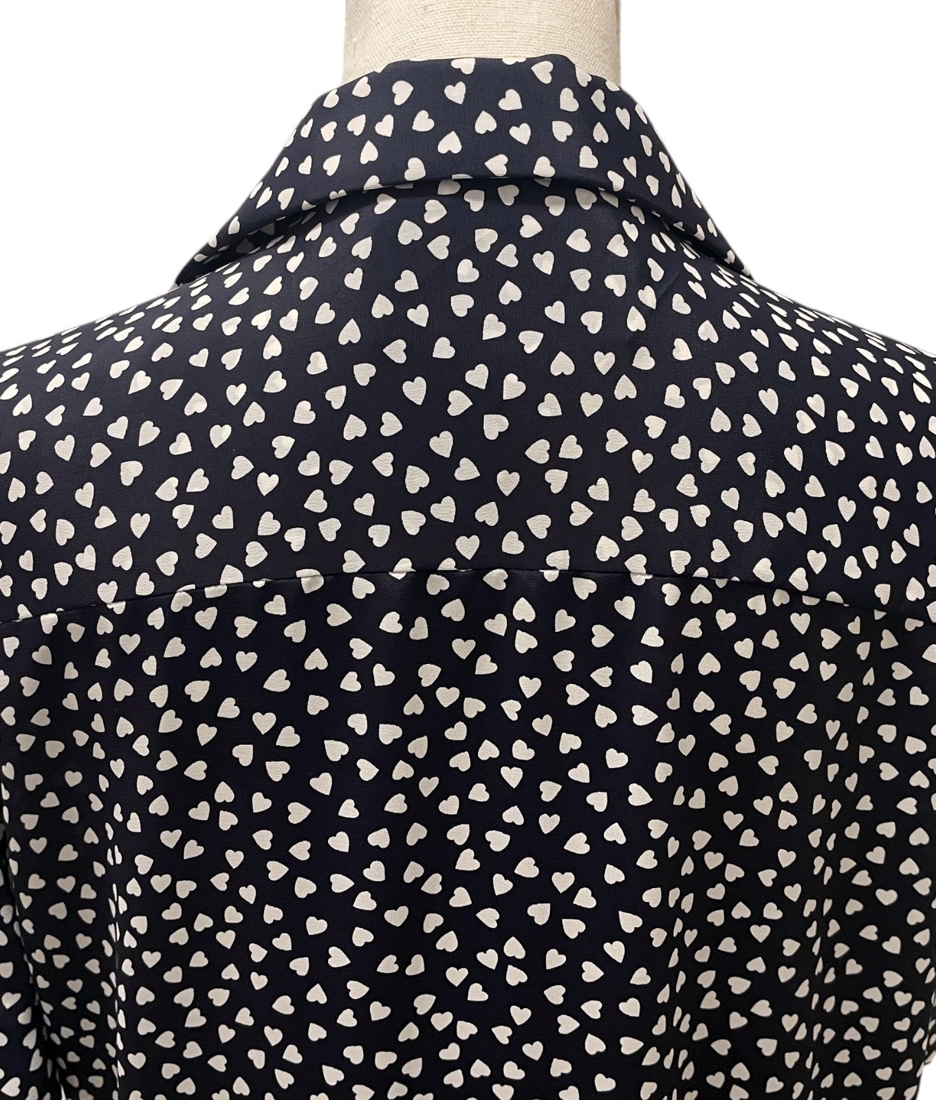 Vintage 80s Schrader Secretary Shirt Dress-Women’s 10P-Black White Heart Pattern