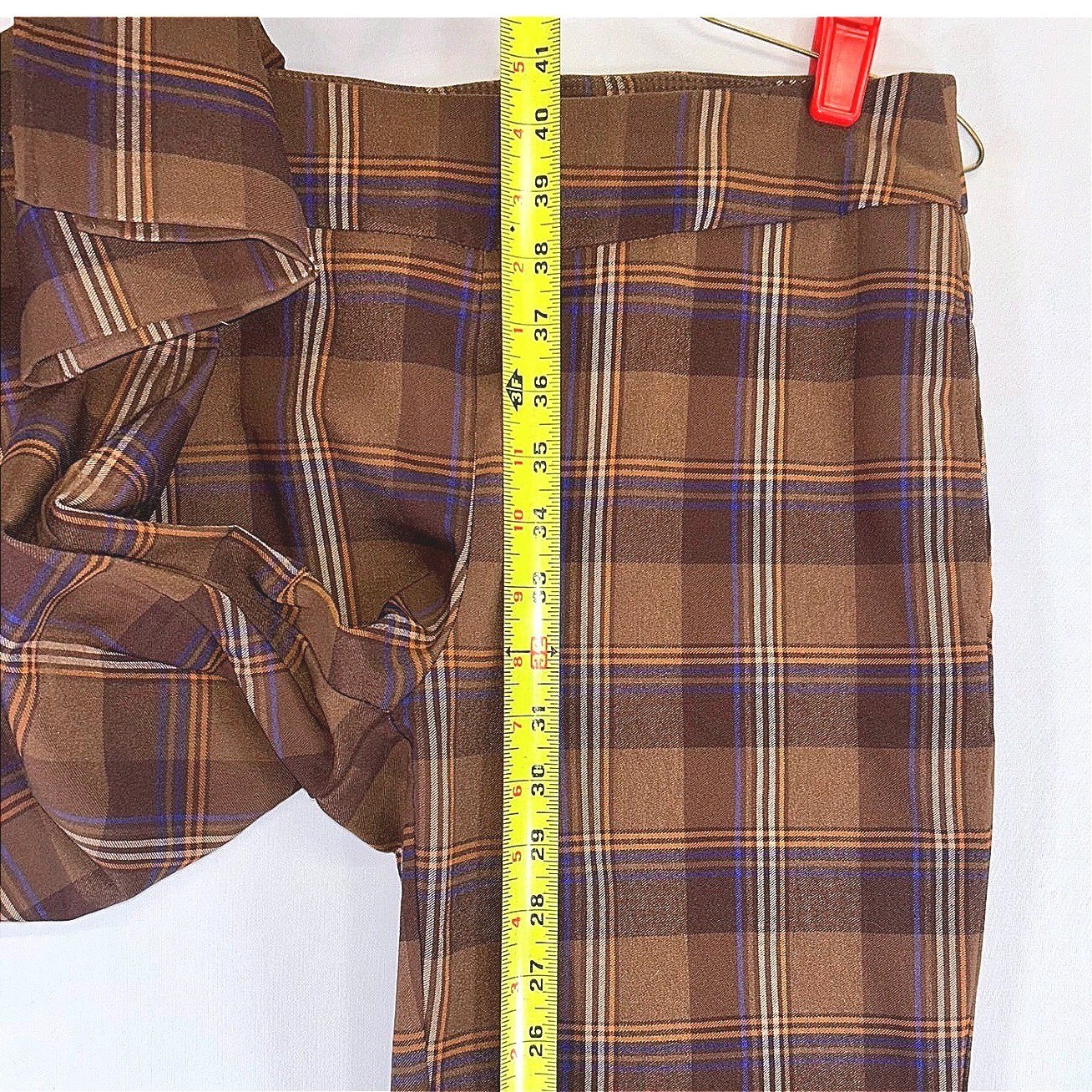 Cato Brown Plaid Flare Pants Women Size 8 Mid Rise Stretch Trouser Retro Preppy