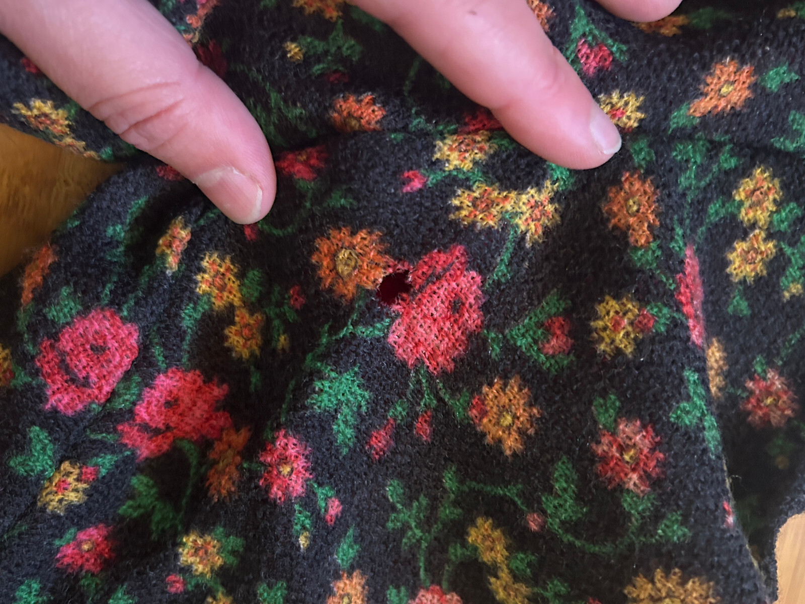 Vintage 1960’s Saga Boutique Barkcloth Floral Bell Sleeve Dress Size S/M