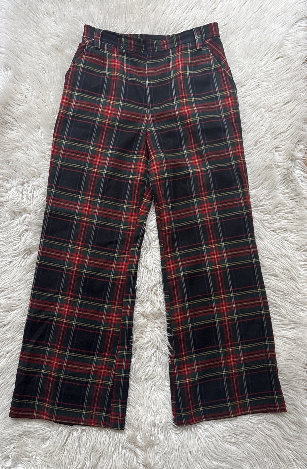 VTG 60s LL Bean 100% Pure Wool Tartan Plaid Trouser Pants Sz 16 Made In USA Mod