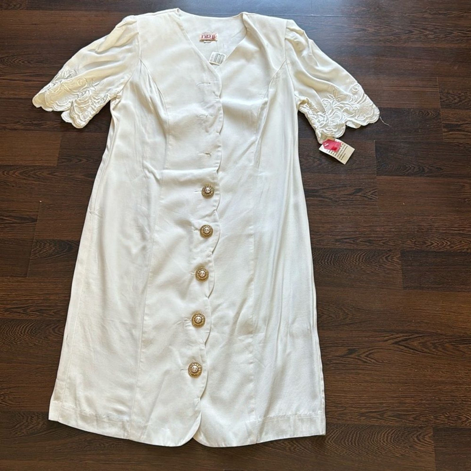 Vintage D.R. II Button Down Midi Dress White 16W