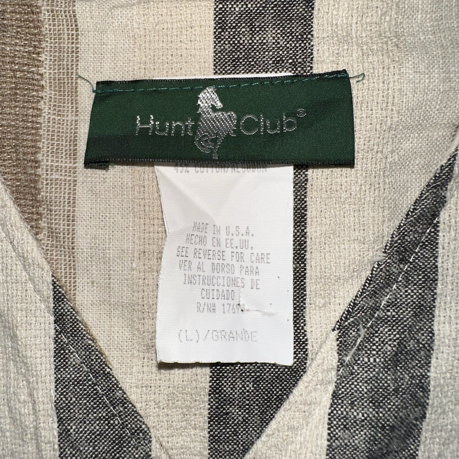 Vintage 90s Hunt Club Striped Linen Cotton Blend Vest Womens L USA Made Preppy