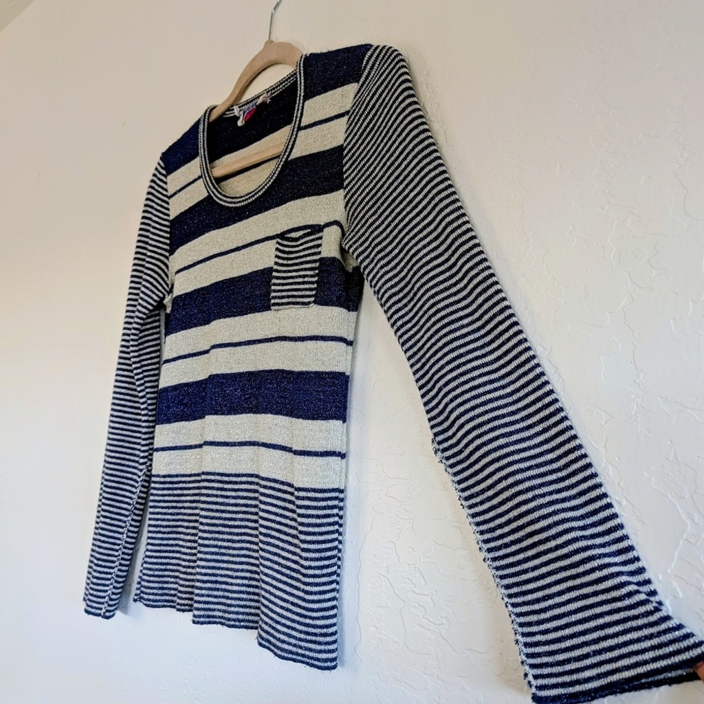 VTG Kitty Hawk Union Made Striped Metallic Thread Retro Nautical Preppy