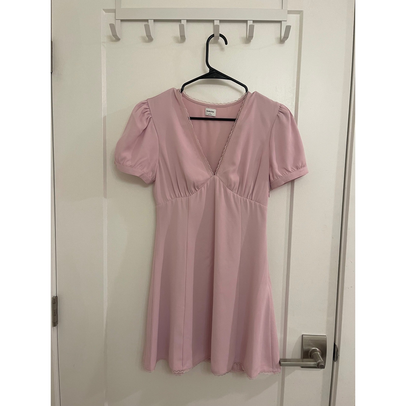 Aritzia Sunday Best Coquette Pink Mini Dress V Neck Old Money