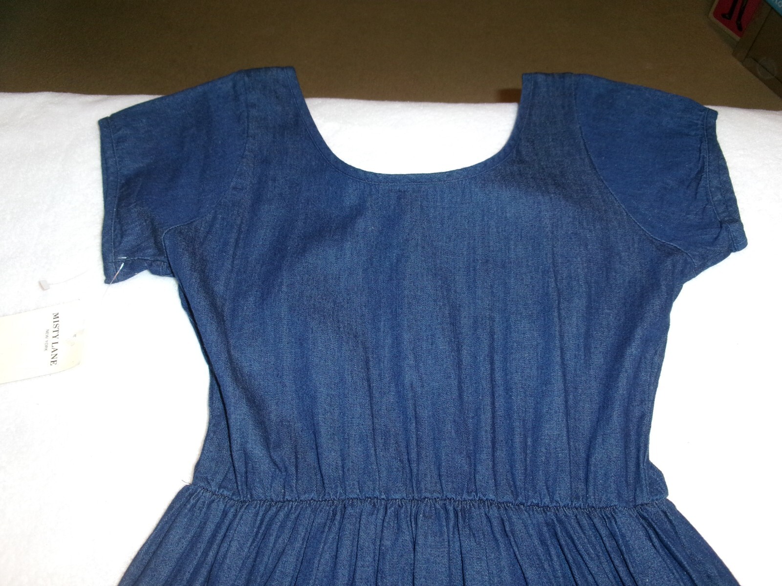 Vtg Misty Lane Jean Dress Full Skirt Fitted Bodice Union Made Cottagecore 9-10