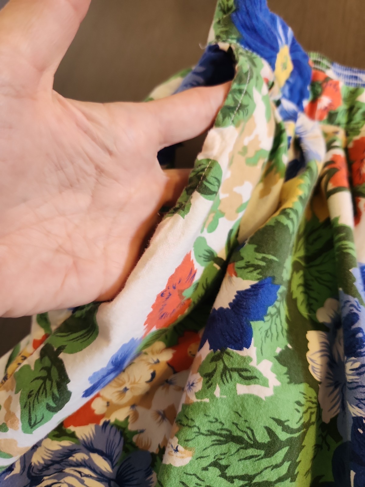 Vintage 80s Floral Skirt Jeri Marque Size 16 Cotton Blend Midi Cottagecore Boho