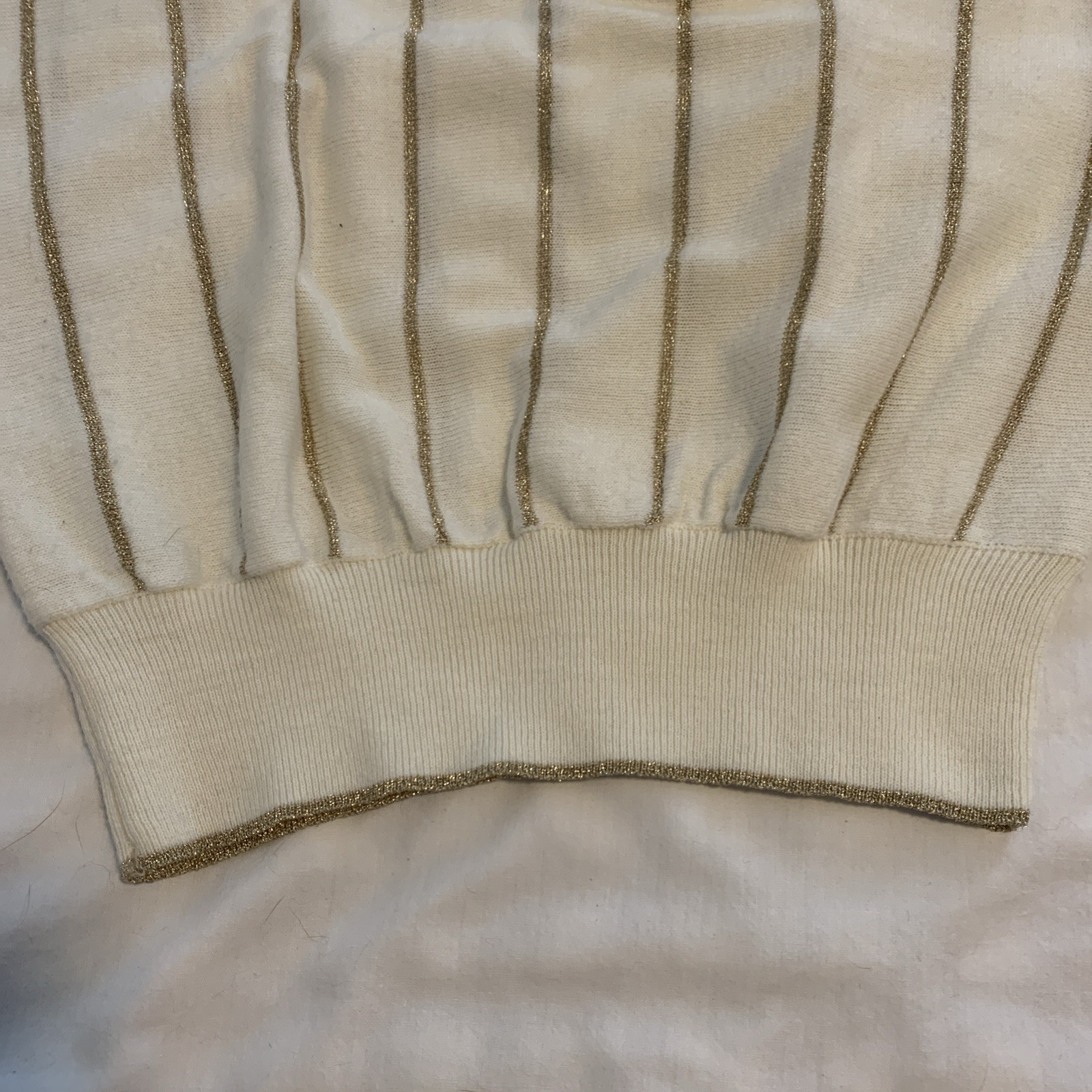 Regency Collection Christmas Vintage Beaded Sparkle Gold Shimmer Knit Sweater M