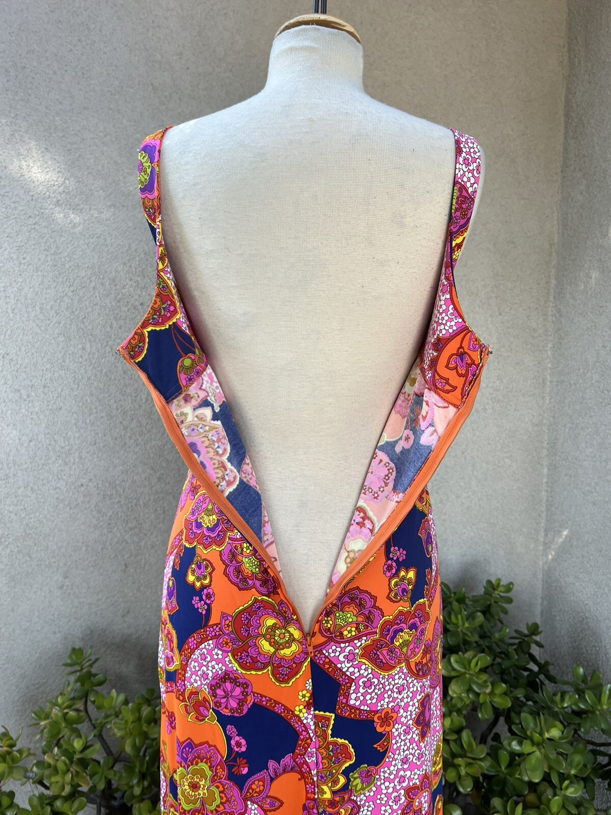 Vintage Maxi Dress By Catalina inc colorful resort wear sz S Mod Print