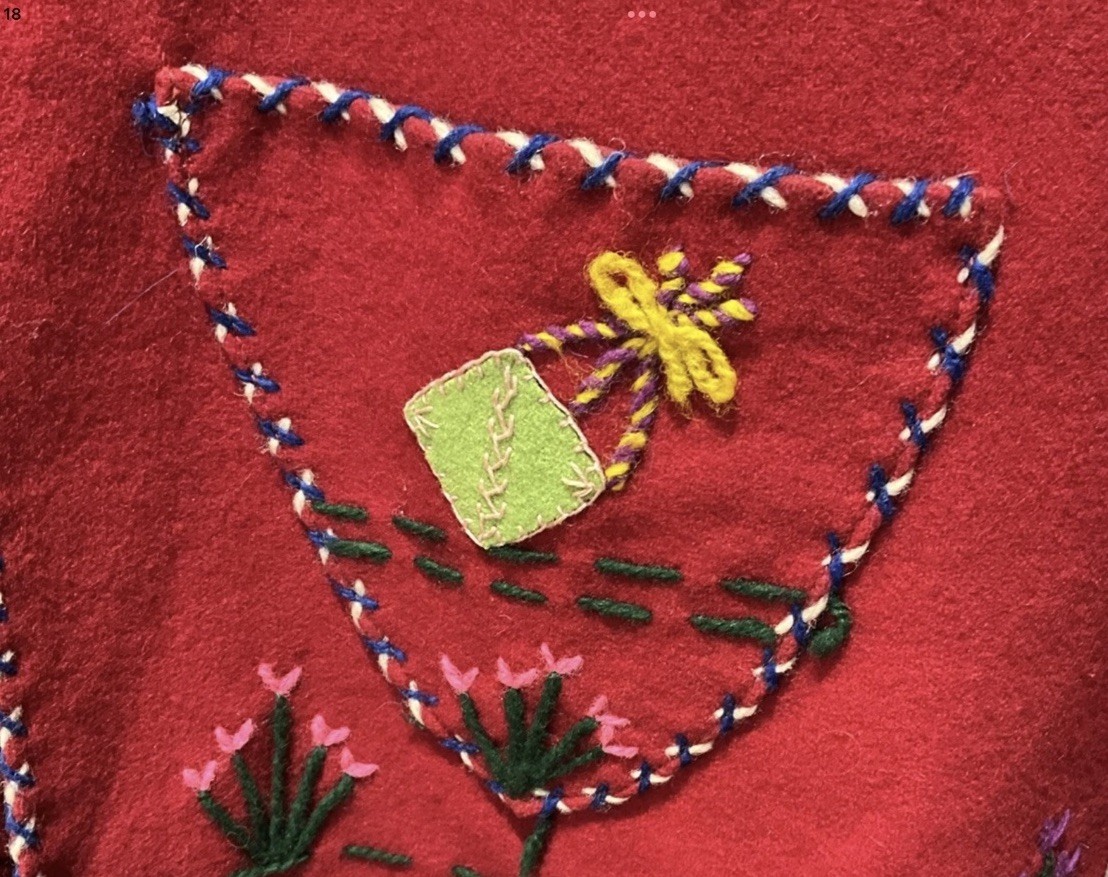 Vintage 1950s Mexican Hand Embroidered Red Wool Folk Art Jacket