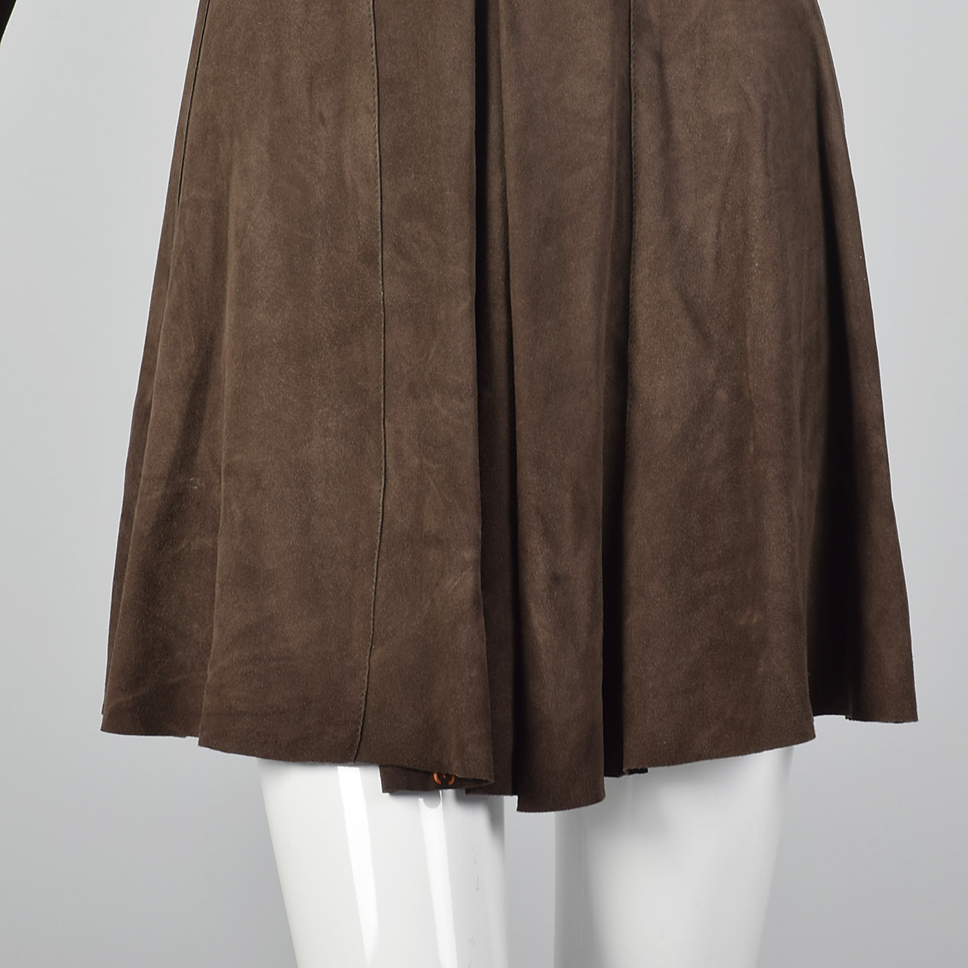 Small 1990s Giorgio Armani Brown Goat Suede VTG Leather Dress Long Sleeve