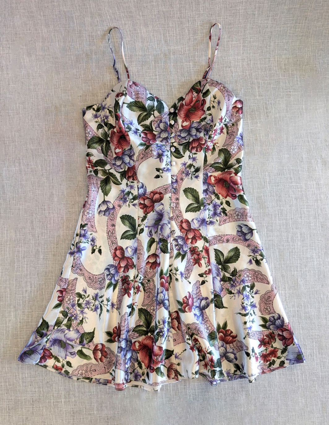 Victoria’s Secret Vintage Gold Label Floral Mini Slip Dress Chemise Coquette P