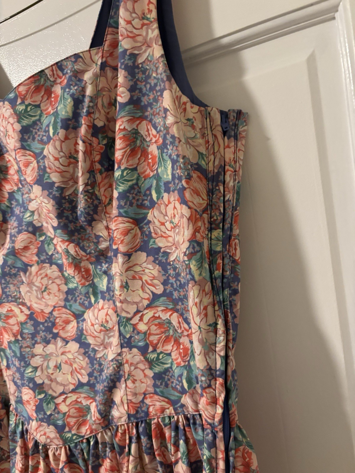 Laura Ashley Floral Sleeveless Cotton Tea Sun Dress Cottage Vintage Size 10 Bow