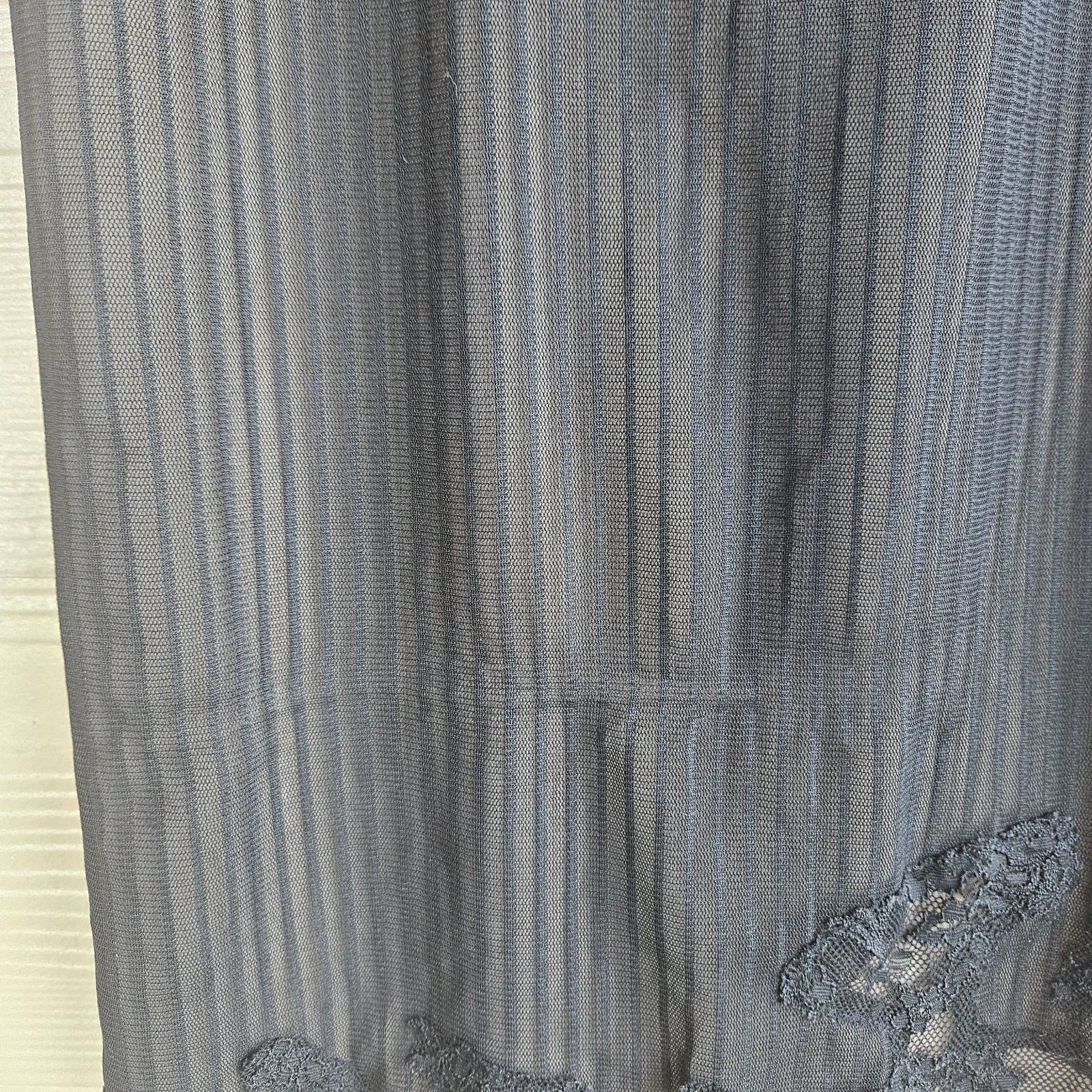 SOMA Pinstripe SLIP DRESS CHEMISE GOWN Stretch Sz S Short Lace Steampunk Nightie