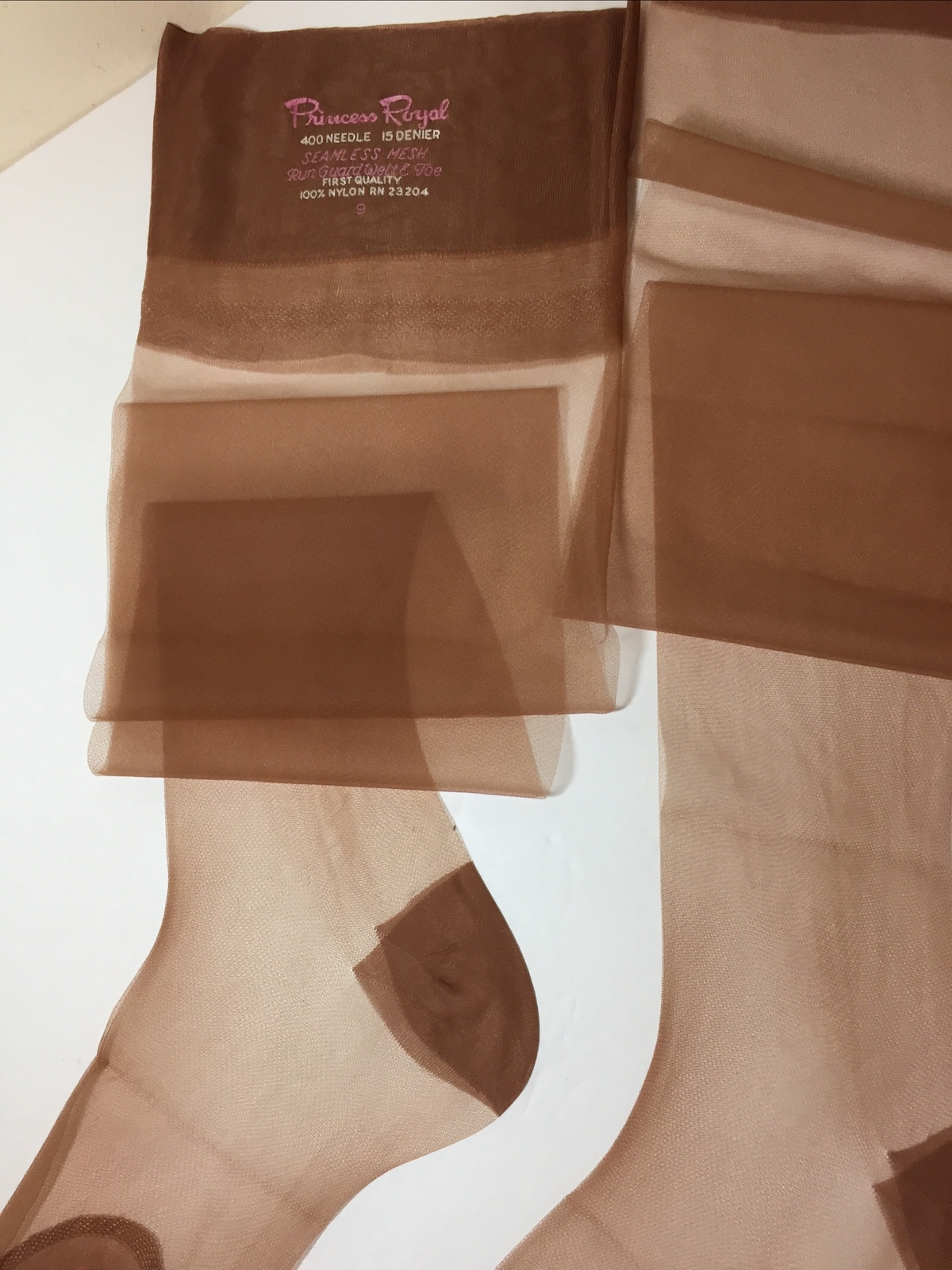 Vintage 6 Pair All Nylon Stockings 9” X 33” 15DEN RHT BEIGE REINFORCED HEEL TOES