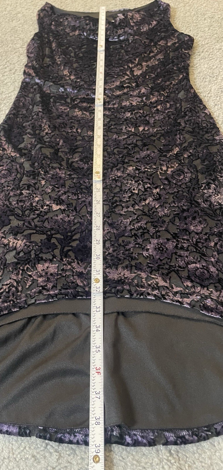 Vtg 70s Alyn Paige Floral Velvet Dress 9/10 Purple Black USA Made Classic READ