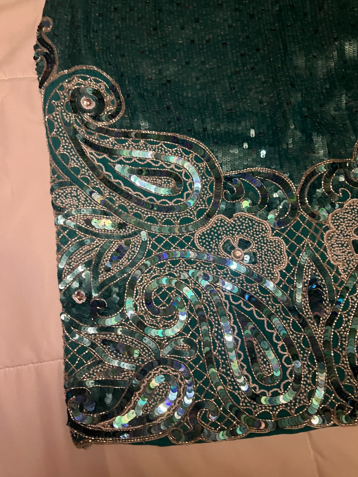 Naeem Khan Riazee Nights Blue Silver Beaded Evening Formal Dress M