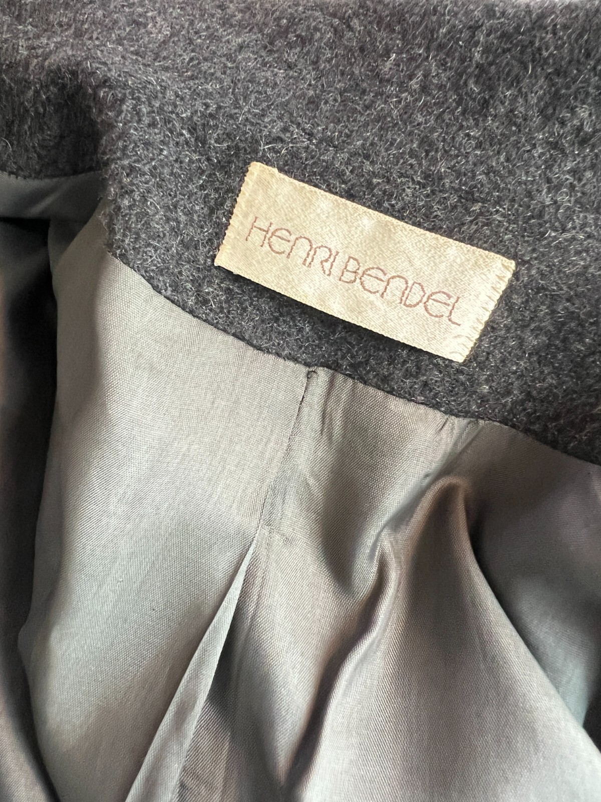 Vintage Henri Bendel 100% Cashmere Jacket Pea Coat Gray Winter Blazer 10 Large