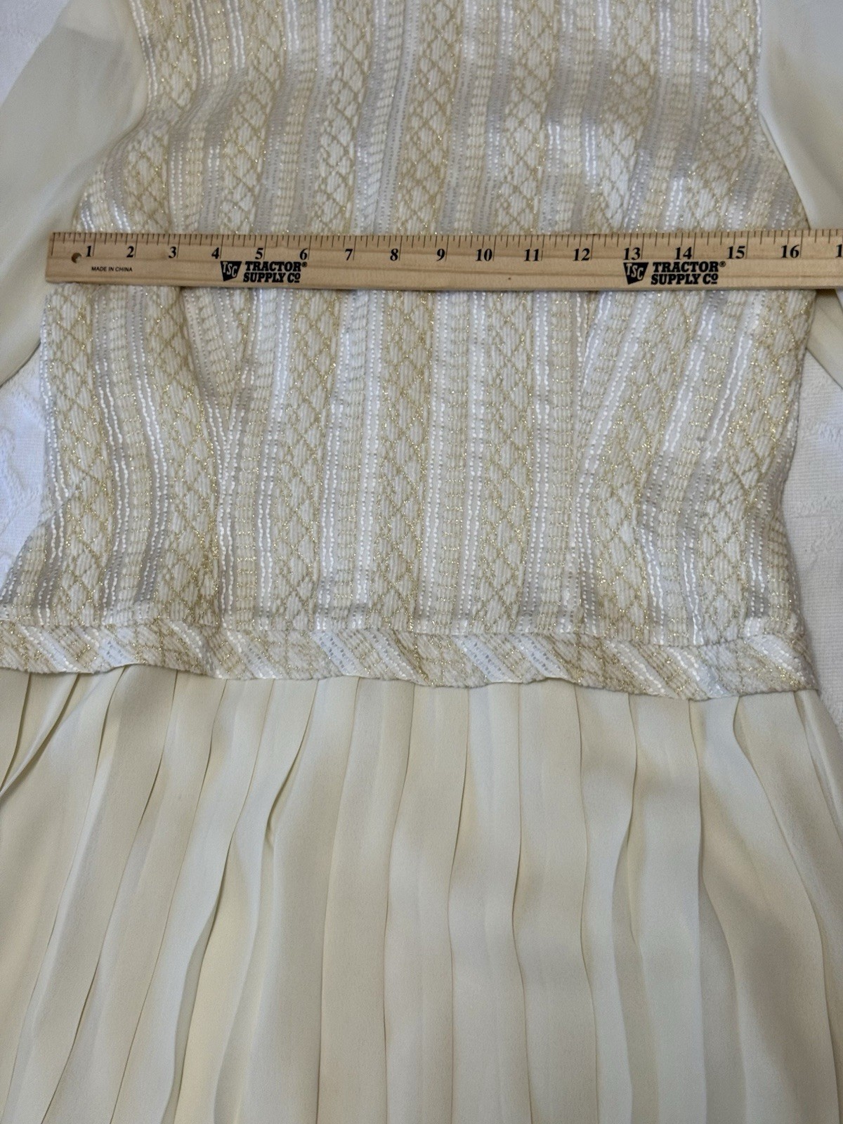 NWOT VTG 90s Clara Yoon Original Korea Designer Dress Quiet Luxury Gold Ivory M