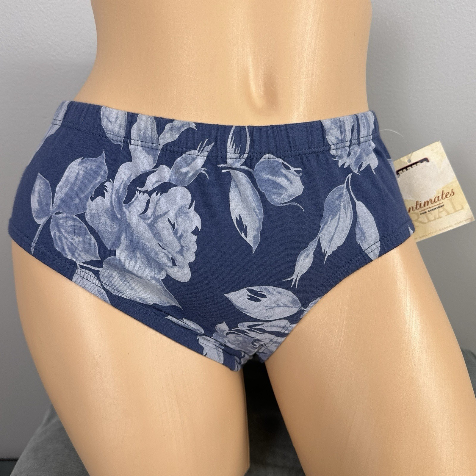 Vintage Faded Glory Panties Size Medium Boyleg Briefs Panties Blue Floral NOS