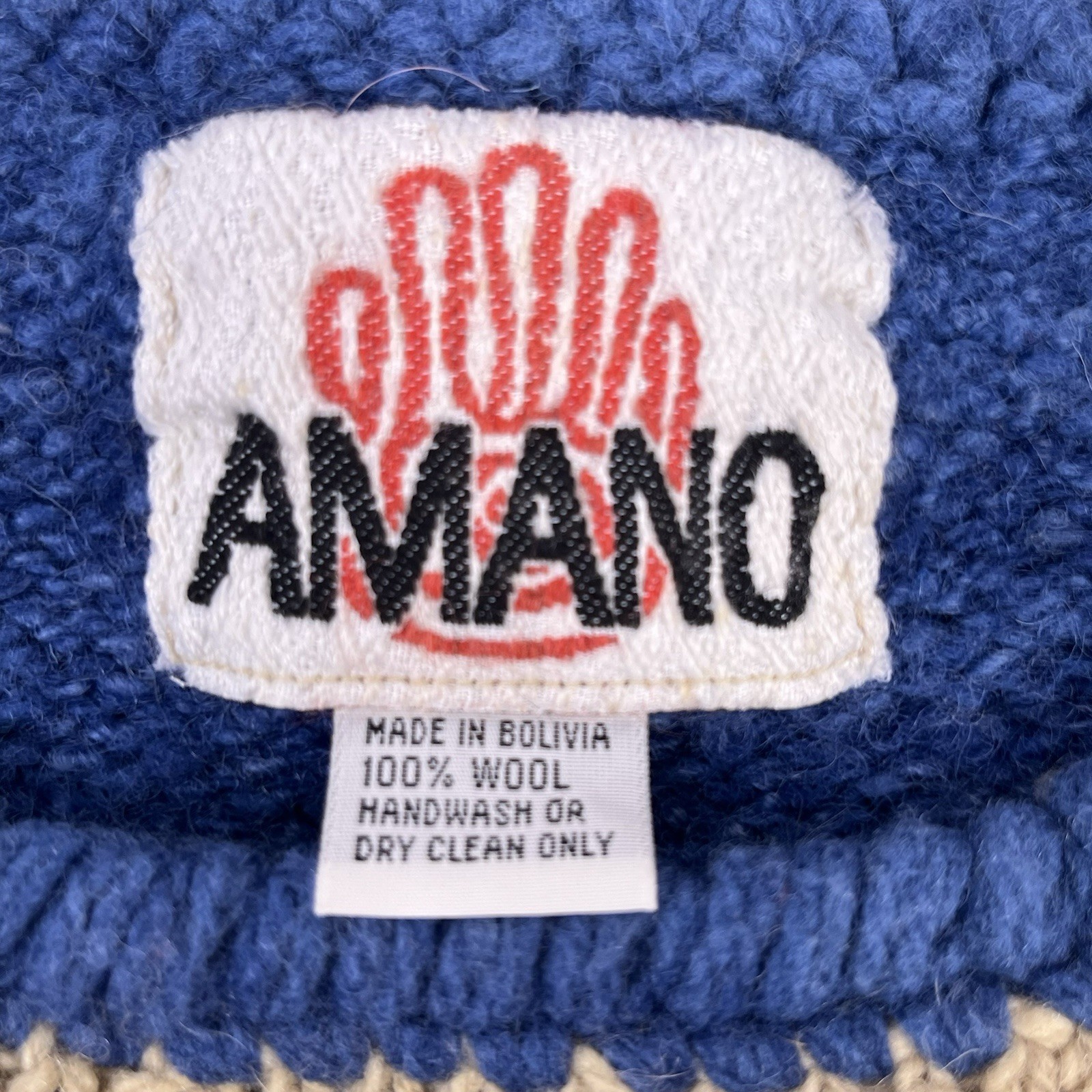 Vtg Amano Bolivian Wool Hand Knit Sweater Christmas Trees Stars Night Sky Aymara