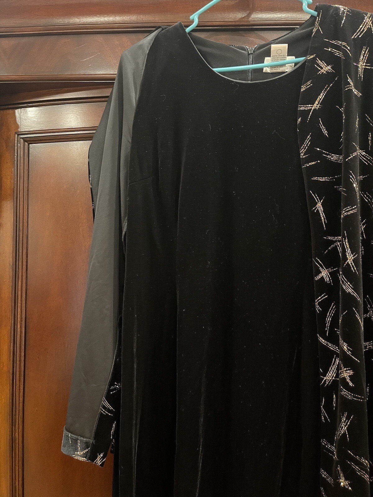 Vintage J.B.S. LTD. Formal Evening Dress Women Size 12 Black Velvet Gold (B)