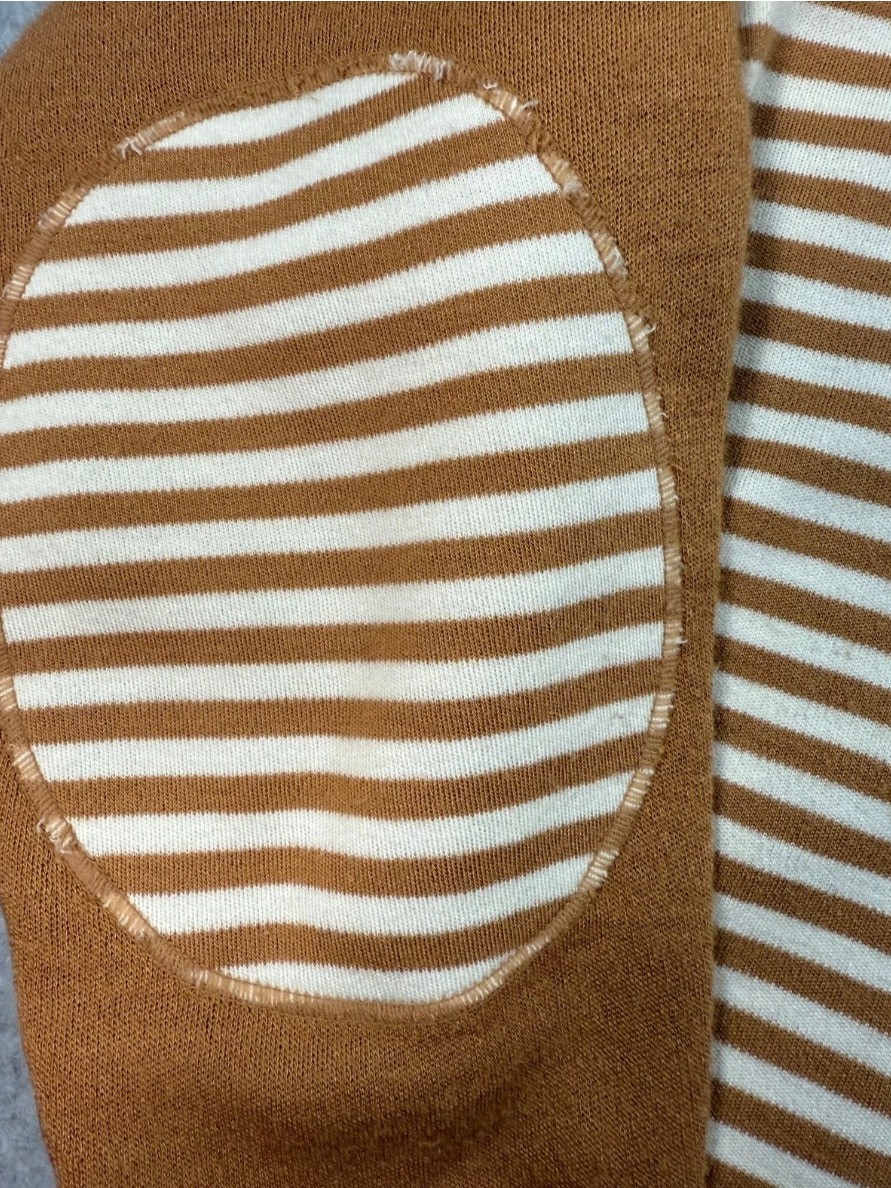 VTG JCPenney Striped Sweater Elbow Patch Brown White Preppy Japan L 70s 80s