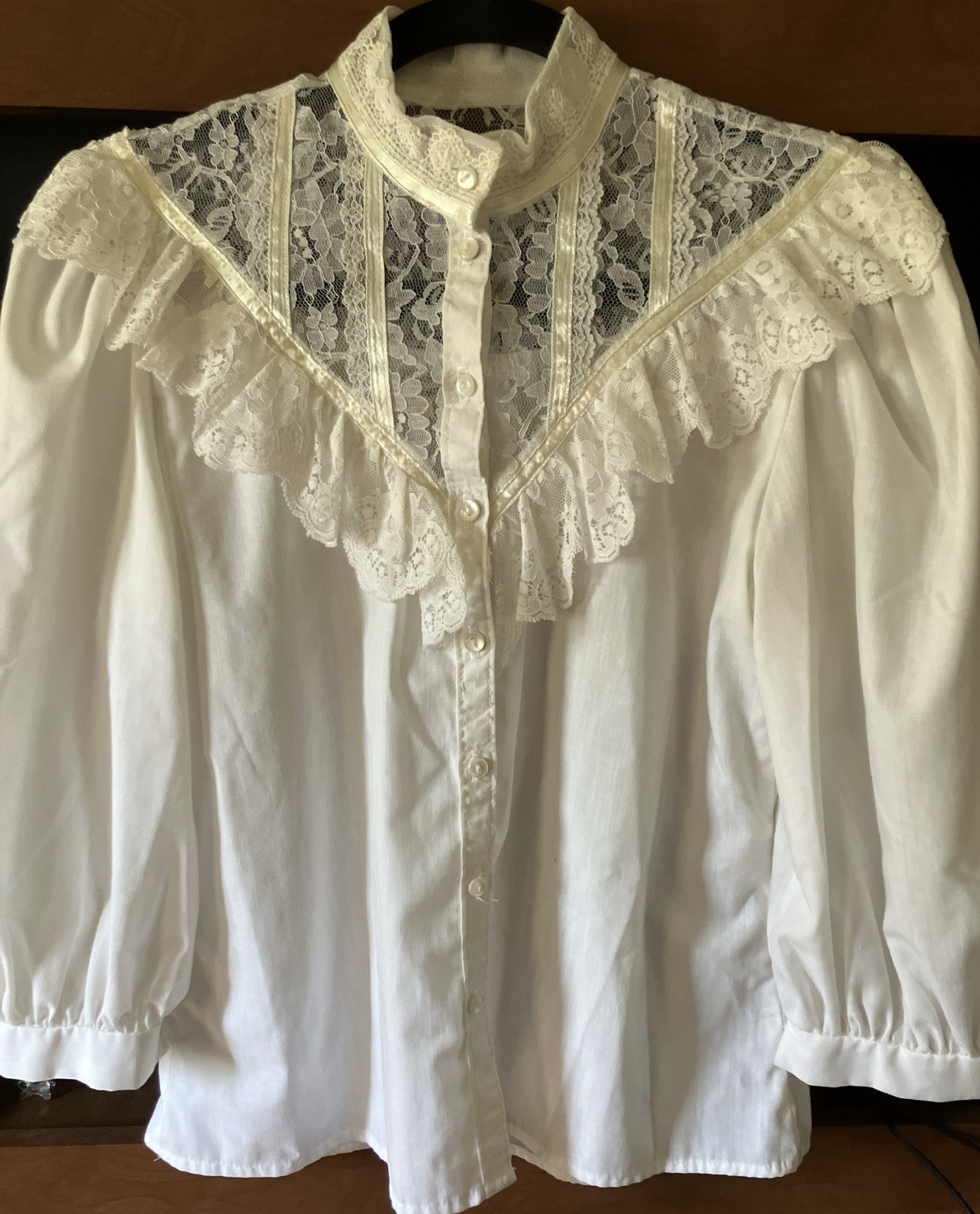 Gunne Sax Vintage 70s Victorian Style Cream Lace Blouse Women’s S-M READ Size