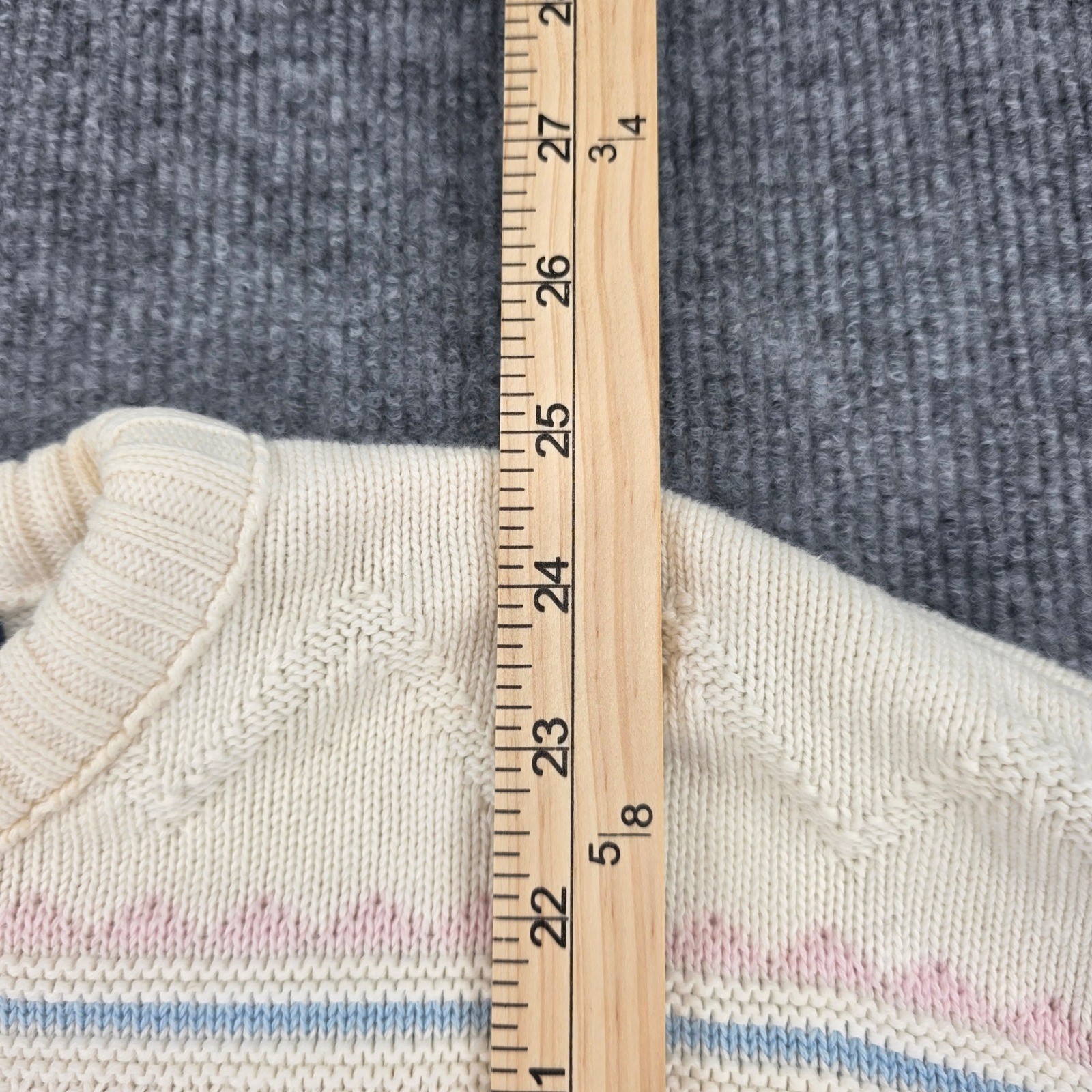 Aspetuck Trading Co Vintage Womens M Cream Pastel Striped Cotton Knit Sweater