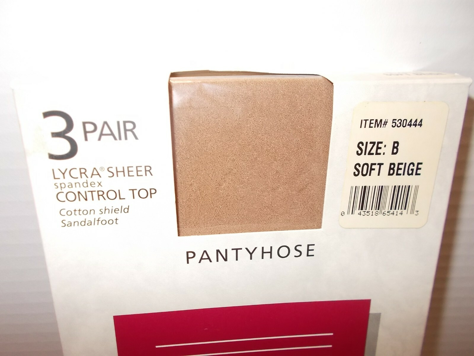 Jones Wear Pantyhose 3 Pair Control Top Lycra Sheer SOFT BEIGE Size B NEW SEALED