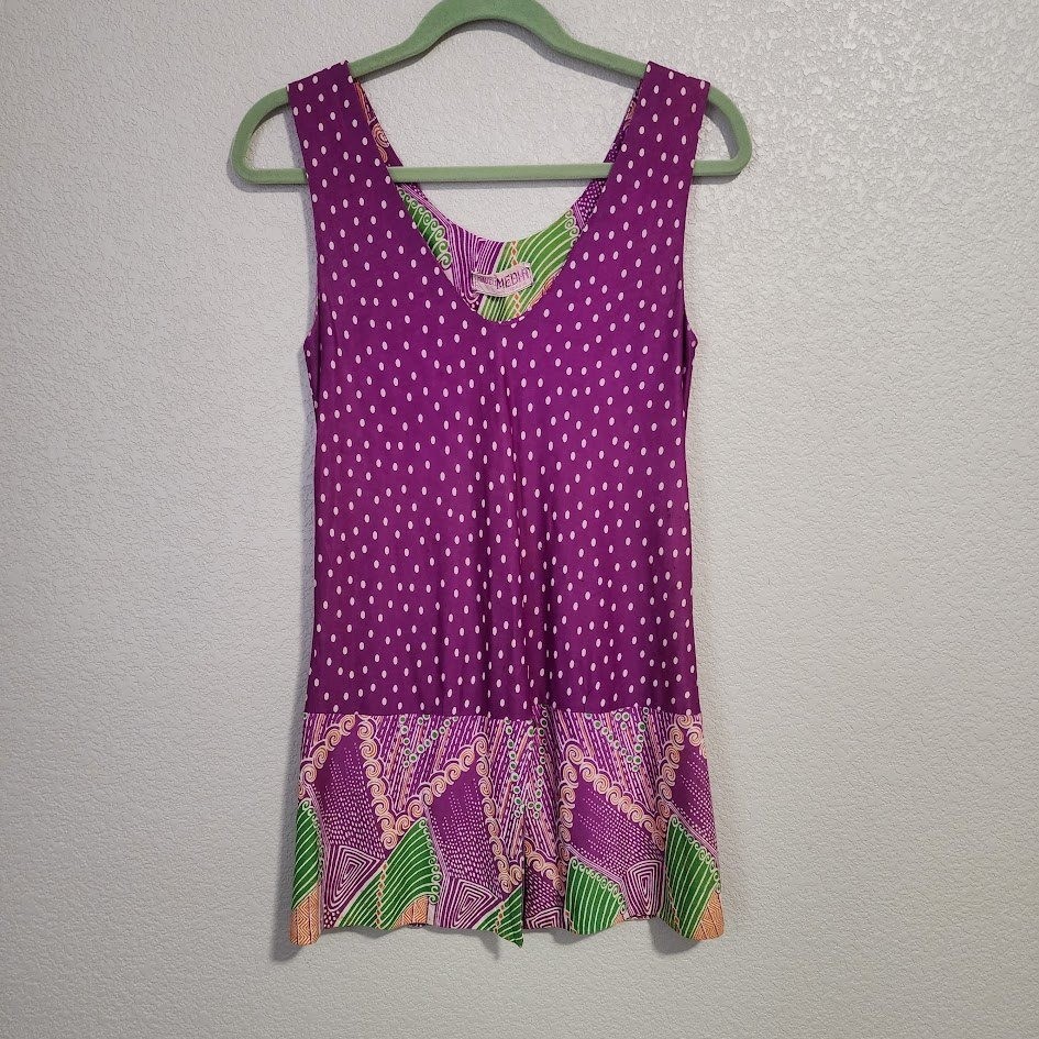 MALIBU MEDIA CALIFORNIA 70s Polka Dot Abstract Mini Dress swim cover