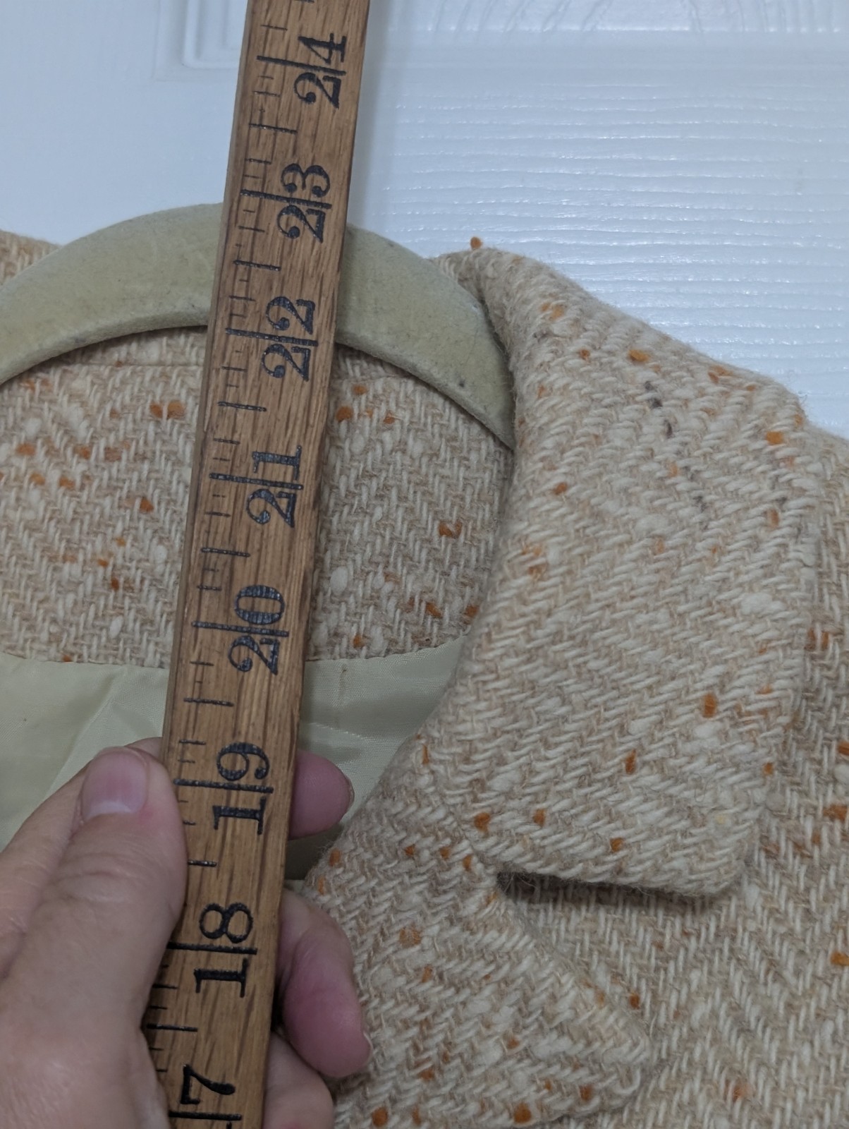 Miss B. R. Union Made Vtg Wool Tan Cream Yellow Speckled Jacket Skirt Size Small